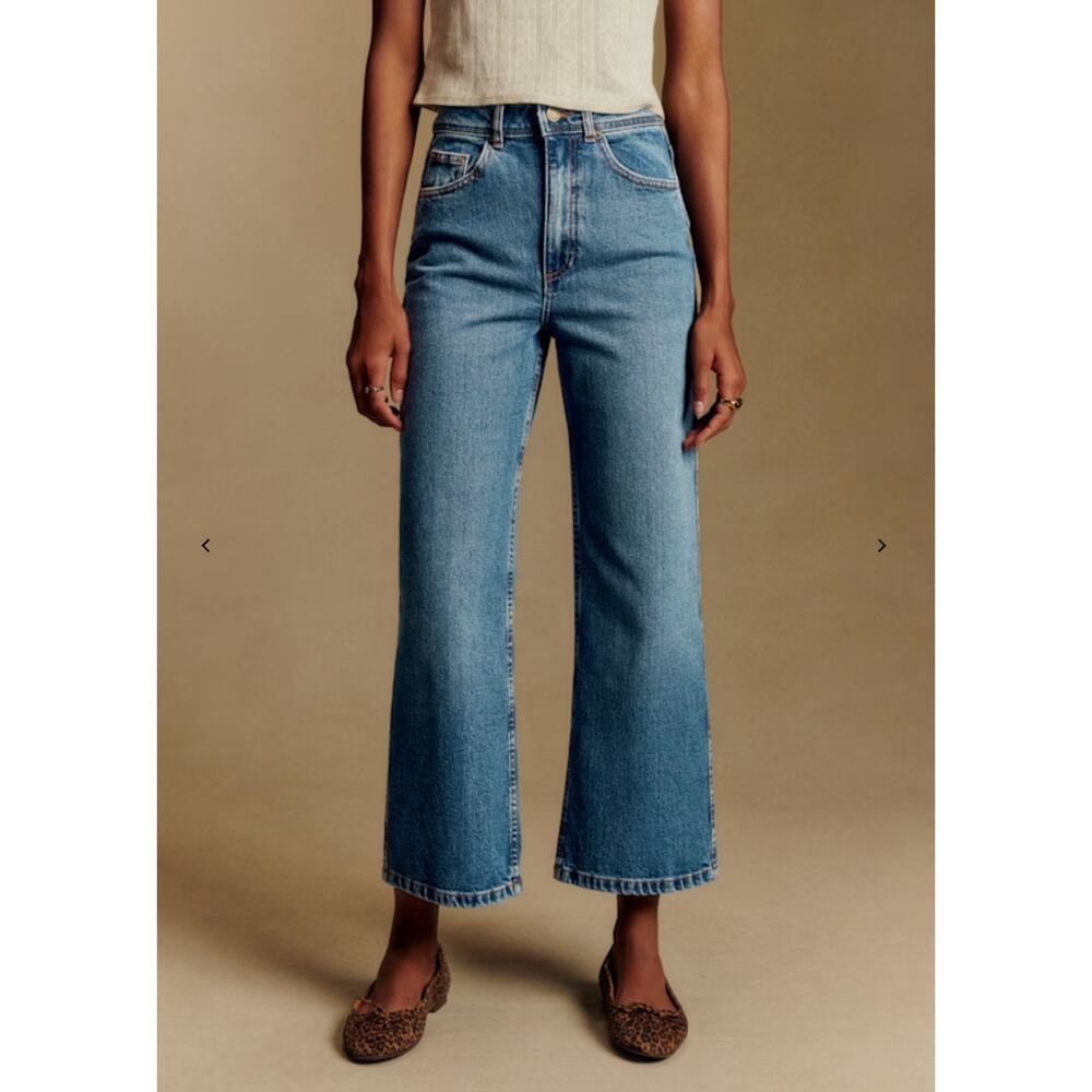 SEZANE Le Crop Wide Leg Ankle Length Jeans Denim Blue, size FR 40/US 8, EUC - Picture 12 of 12